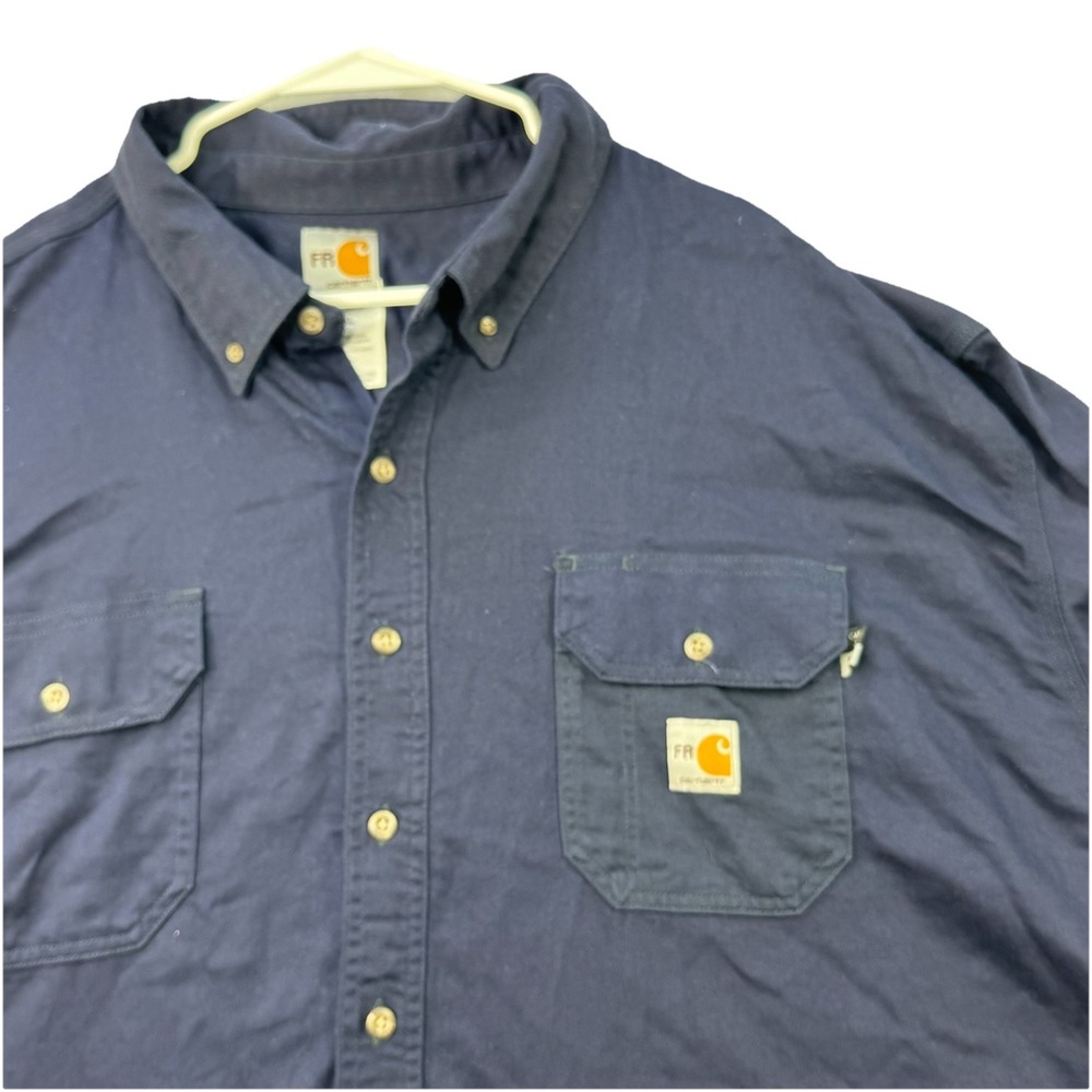 Carhartt FR Flame Resistant Button Up Shirt Men's Big Size 4XL Blue Cat 2 Work
